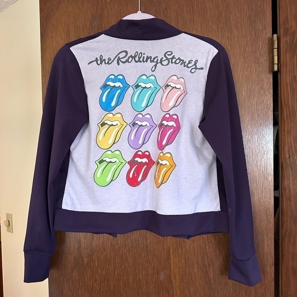 The Rolling Stones up cycle hand made cardigan purple - Picture 3 of 6